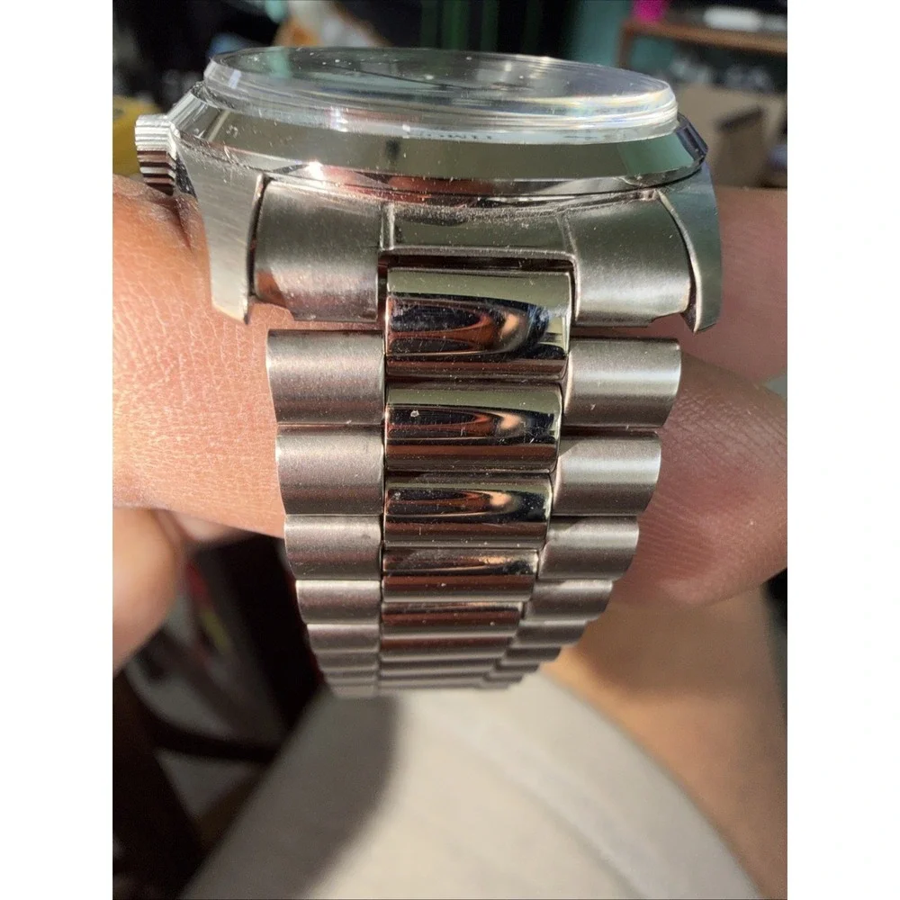 36mm Timon Int 7522/4 Automatic Watch 17 Jewels Date White Dial Presid Bracelet - Picture 4 of 11